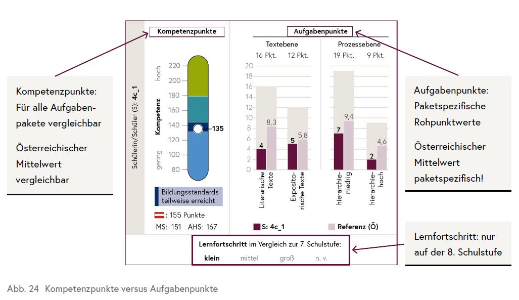 Die Grafik zeigt alle Ergebnisse einer einzelnen Schülerin/eines einzelnen Schülers.