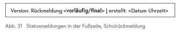 Die Grafik zeigt eine Statusmeldung in der Fußzeile (Schulrückmeldung)