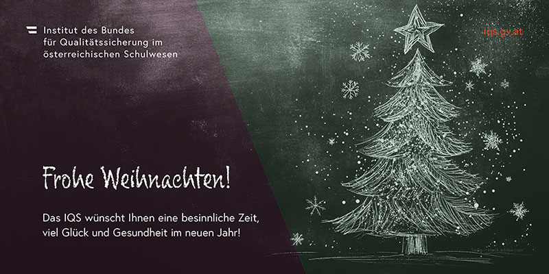 Das Bild zeigt eine Weihnachtskarte, auf der das IQS frohe Weihnachten wünscht.