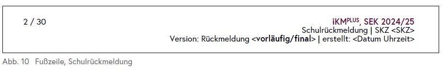 Die Grafik zeigt die Fußzeile einer Rückmeldung für Schulen