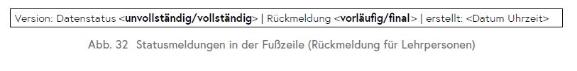 Die Grafik zeigt eine Statusmeldung in der Fußzeile (Rückmeldung für Lehrpersonen)